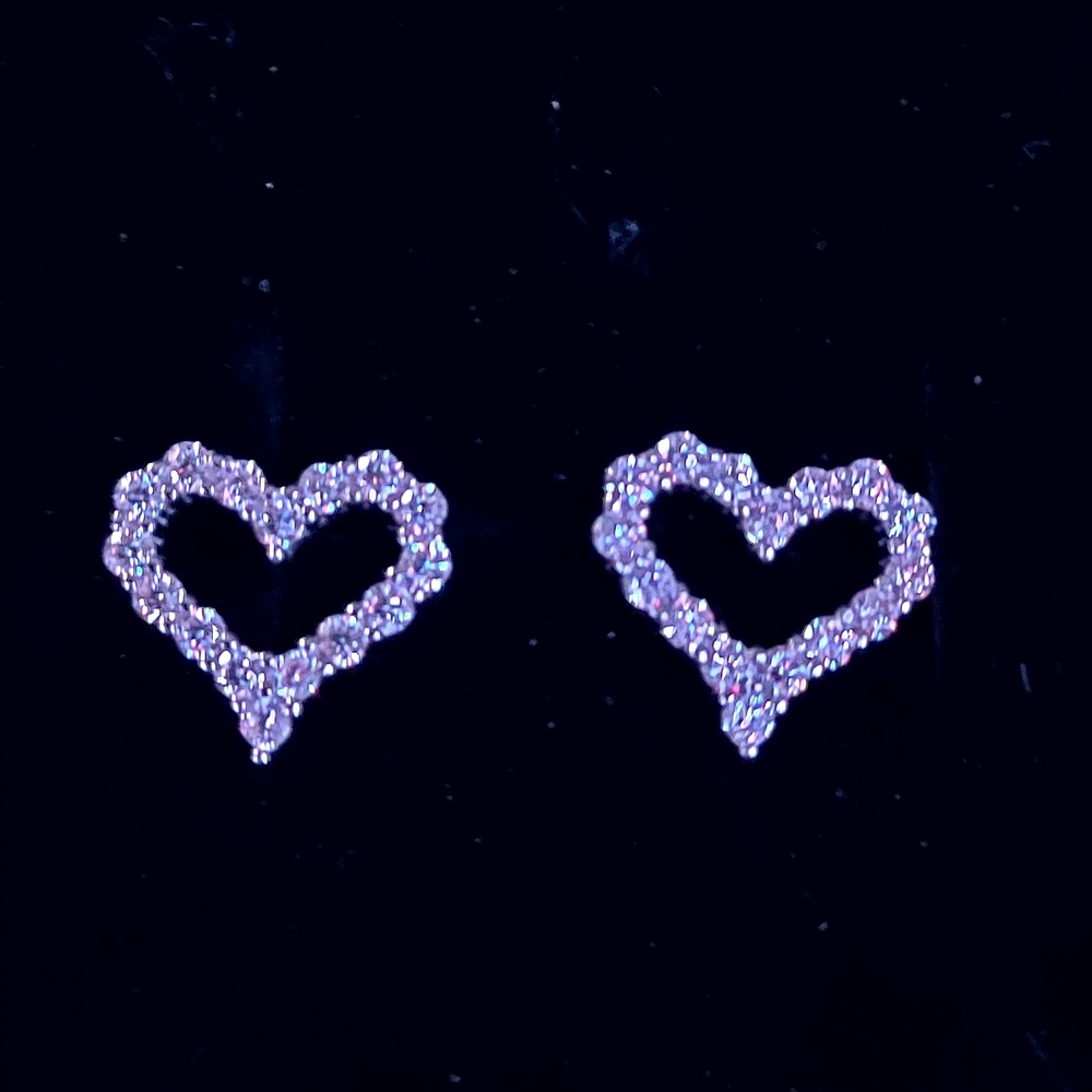 Moissanite Elegant Silver Heart  Earrings #26